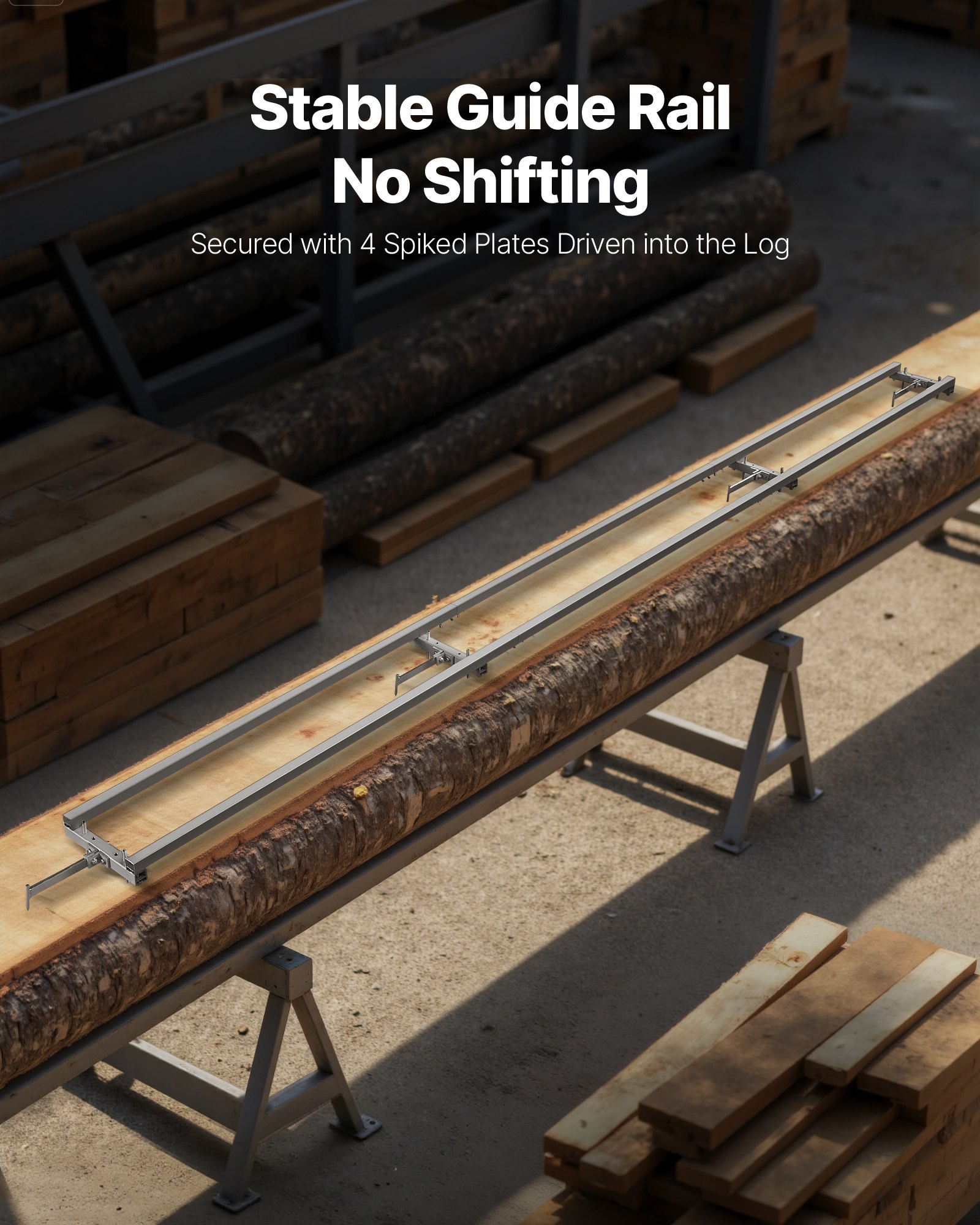 VEVOR Rail Mill Guide System, 3.66 m 4 Crossbar Chainsaw Mill Kits, Aluminum Saw Milling Rails System Works with Chainsaw, 2 Wedges, Adjustable Rail Milling Guide Kit for Builders Woodworkers