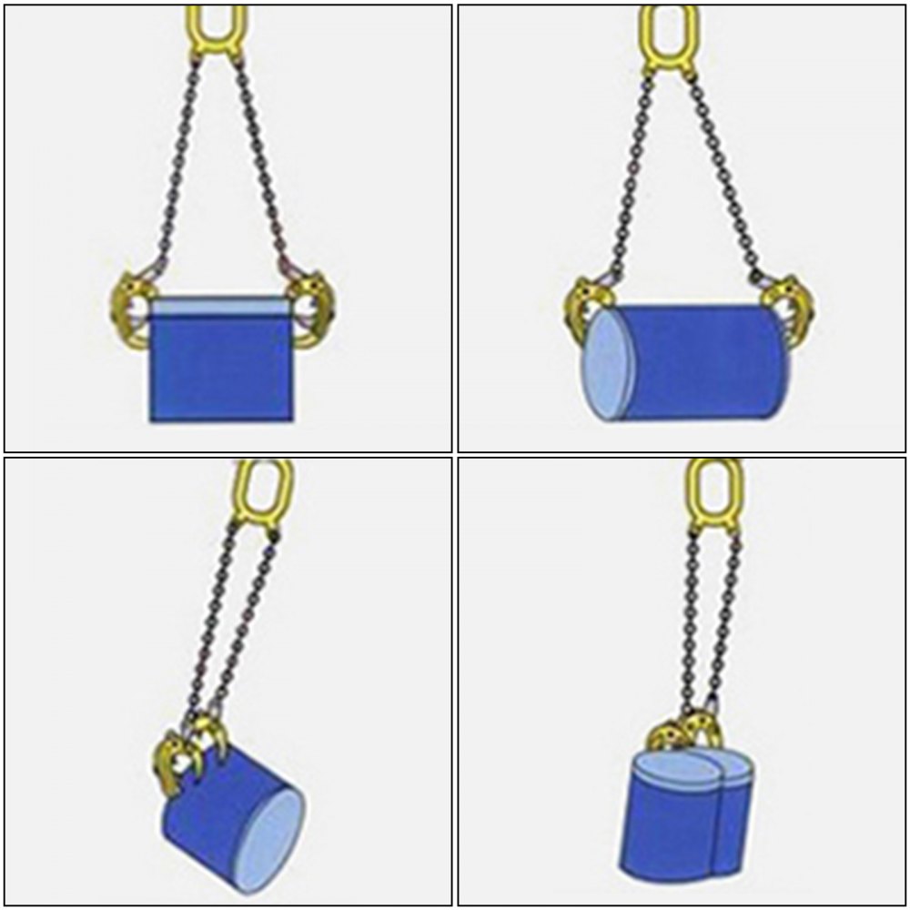 Chain Drum Lifter 2000 lbs  Lifting Chain G80 Capacity Self Locking Acceptable Drum Types: Closed Head 30 & 55-gallon Plastic, Steel & Fiber Drums