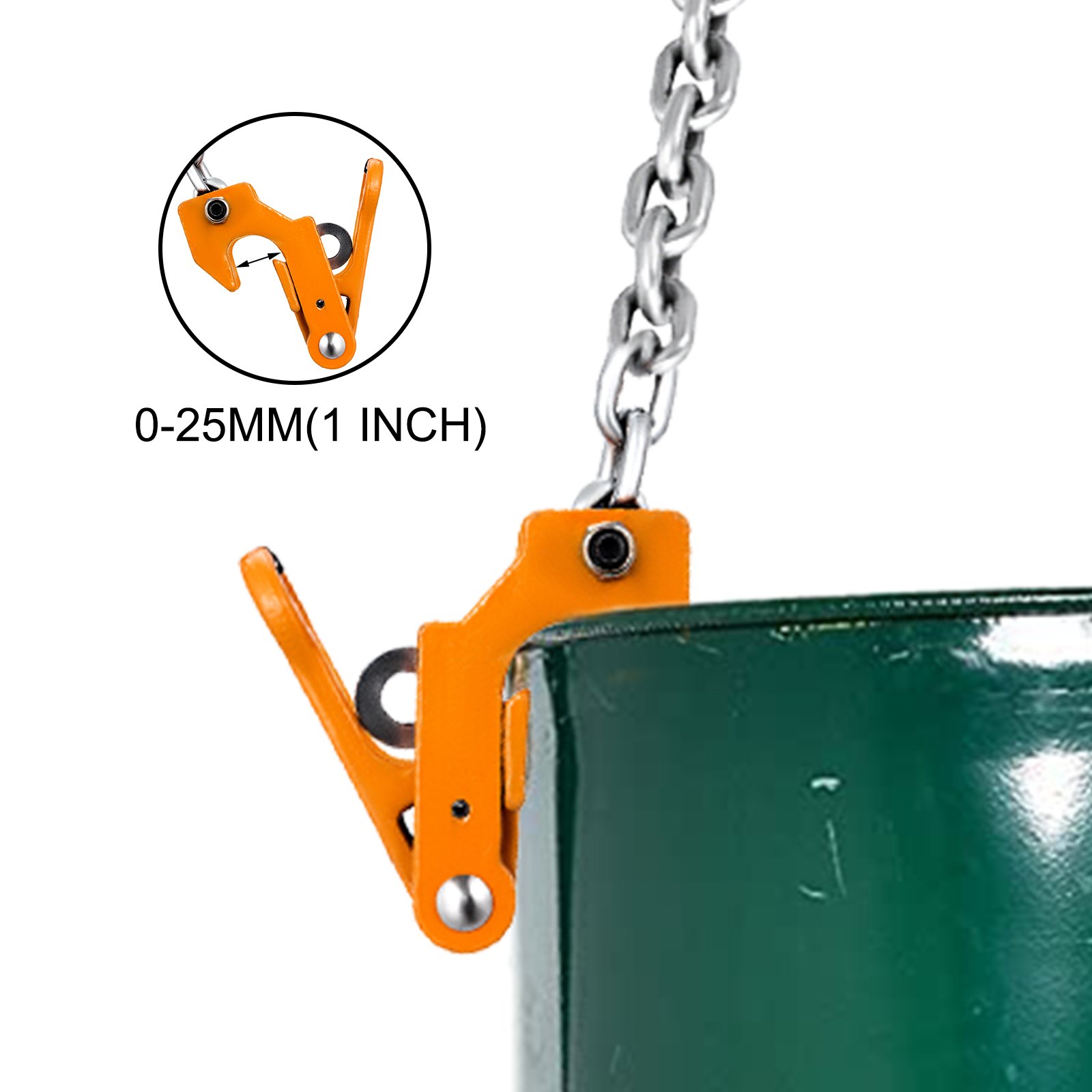 Chain Drum Lifter 2000 lbs  Lifting Chain G80 Capacity Self Locking Acceptable Drum Types: Closed Head 30 & 55-gallon Plastic, Steel & Fiber Drums