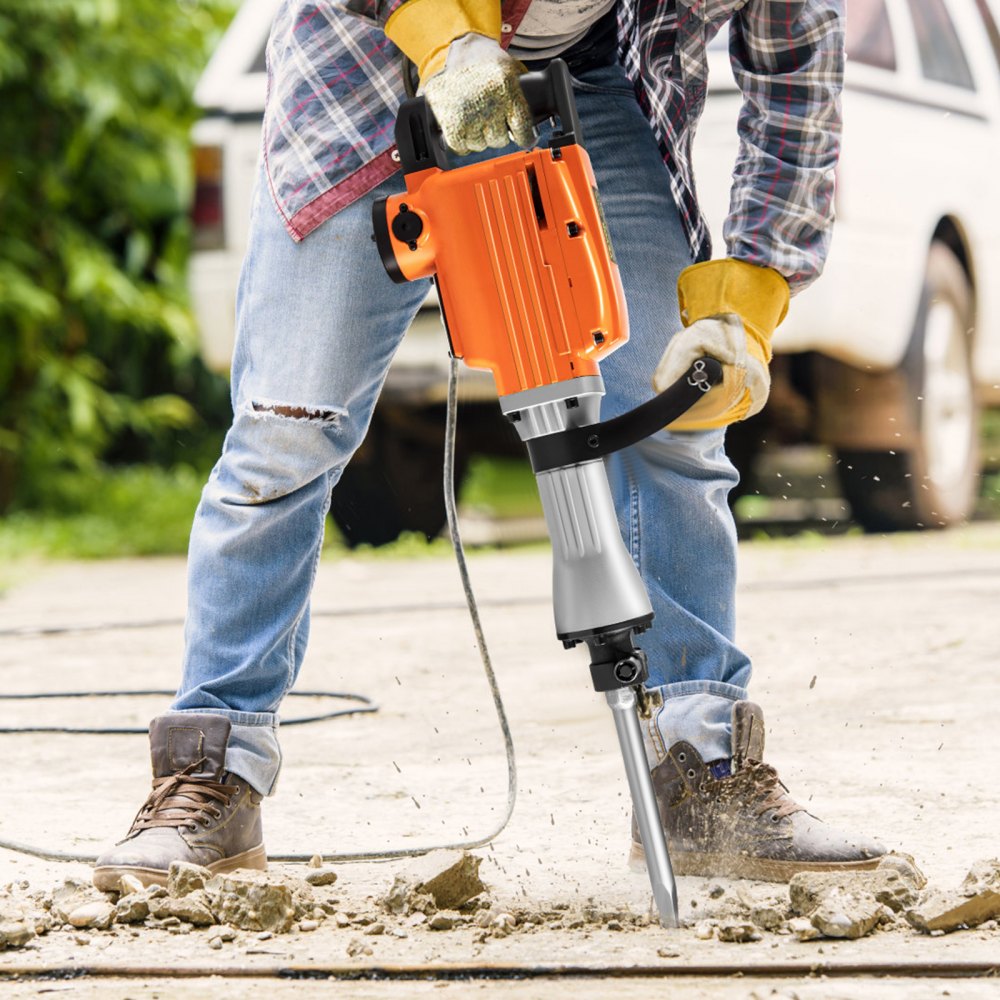 VEVOR Demolition Hammer, 2200 W Professional Electric Hammer, 50 J Electric Breaker, 2000 BPM Jack Hammer for Concrete and Masonry, Electric Demolition Hammer with Flat Chisel and Pointed Chisel