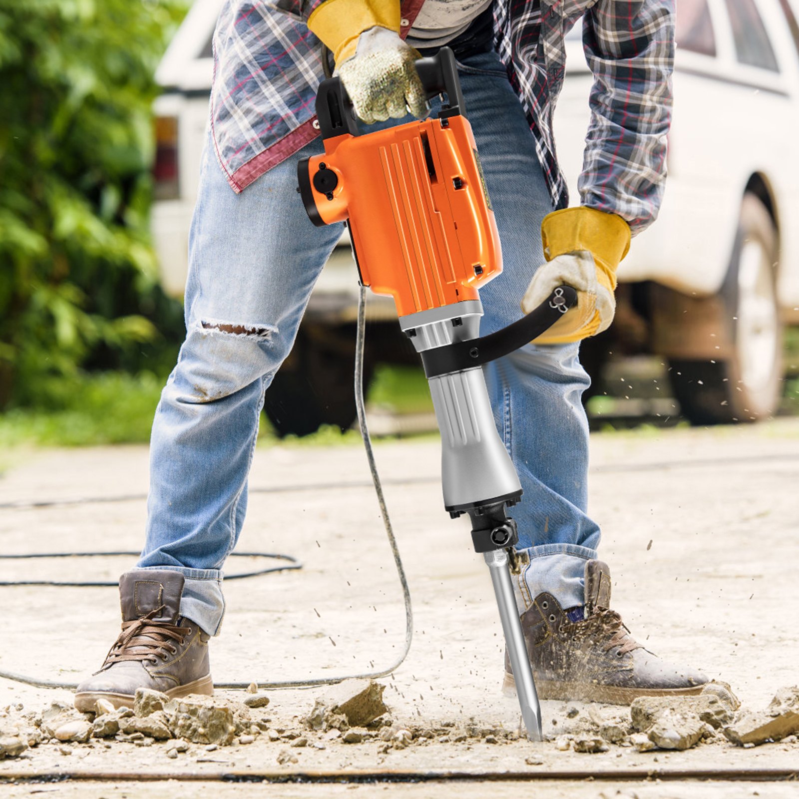VEVOR Demolition Hammer, 2200 W Professional Electric Hammer, 50 J Electric Breaker, 2000 BPM Jack Hammer for Concrete and Masonry, Electric Demolition Hammer with Flat Chisel and Pointed Chisel