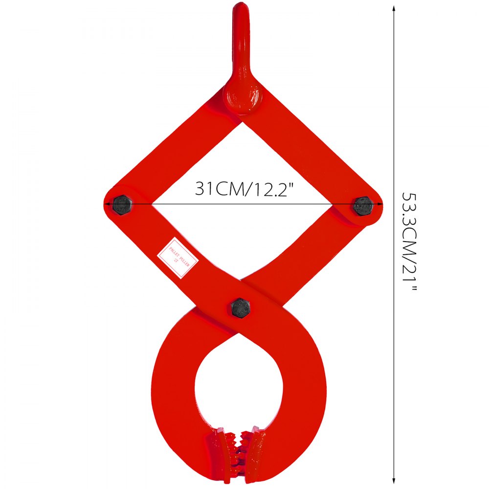 VEVOR 2T Pallet Puller Steel Single Scissor Red Pallet Puller Clamp 4409 LBS Capacity Pallet Grabber 6.3 Inch Jaw Opening x 0.5 Inch Jaw Height arbitrarily Changed to Adjust The use
