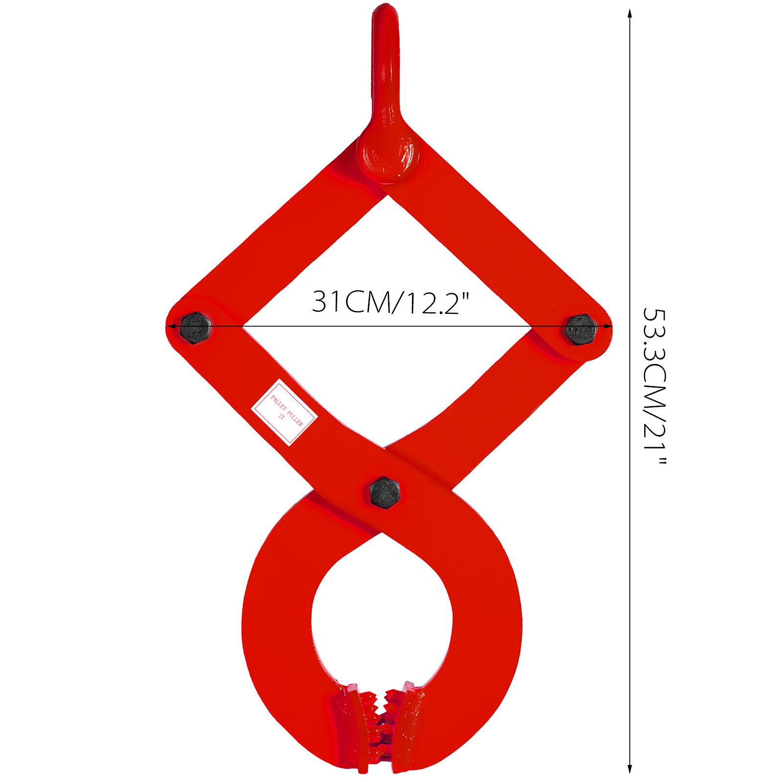 VEVOR 2T Pallet Puller Steel Single Scissor Red Pallet Puller Clamp 4409 LBS Capacity Pallet Grabber 6.3 Inch Jaw Opening x 0.5 Inch Jaw Height arbitrarily Changed to Adjust The use