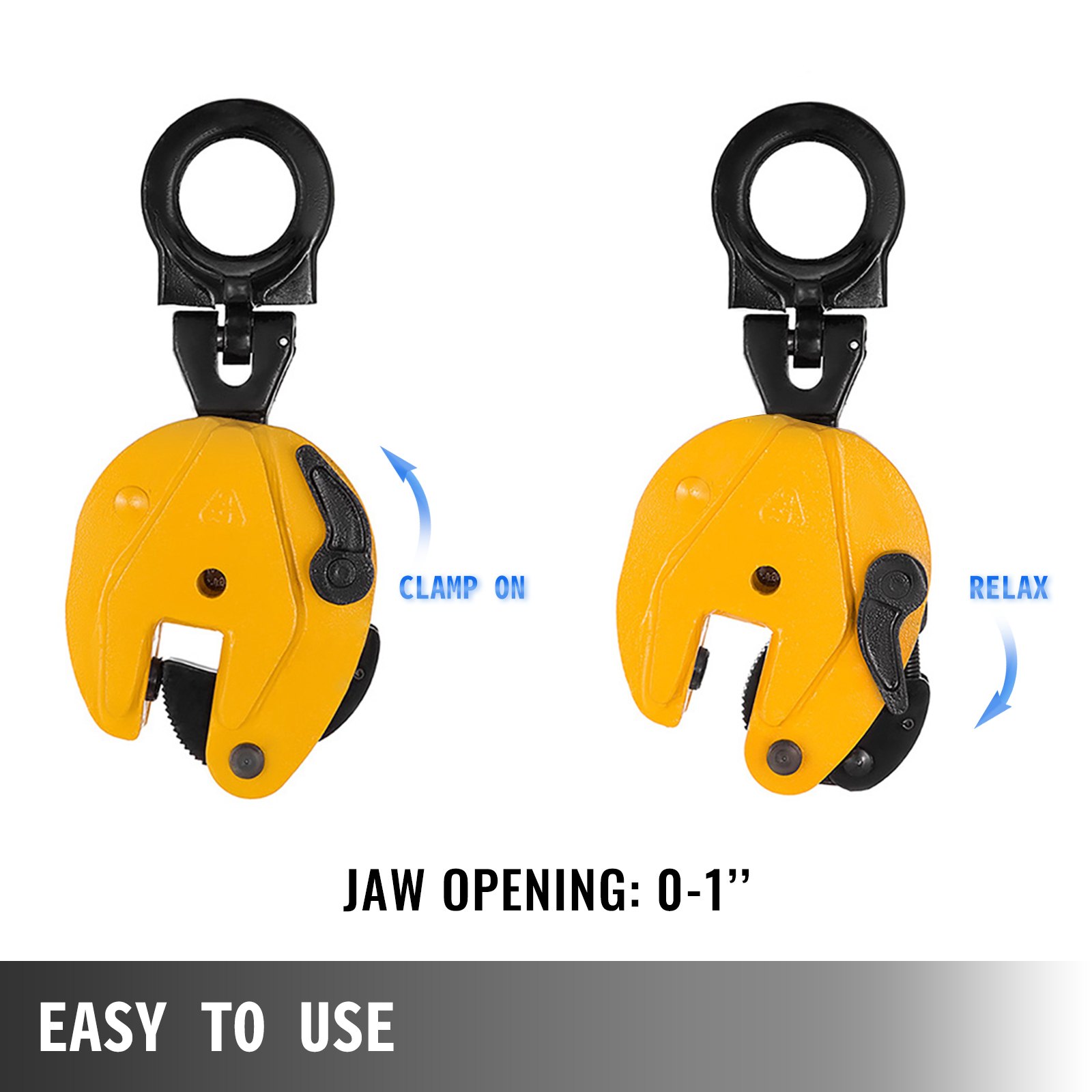 VEVOR plate lifting clamp, 0-1&quot; jaw opening, clamp on and relax positions. easy to use.