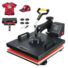 VEVOR Heat Press Machine, 15 x 15 inch, 2 in 1 Heat Transfer Machine with Hat Press, 360° Swing Away T-Shirt Pressing Machine, Digital Precise Control, Fast Even Heating for T-Shirts/Hats/Caps, Black