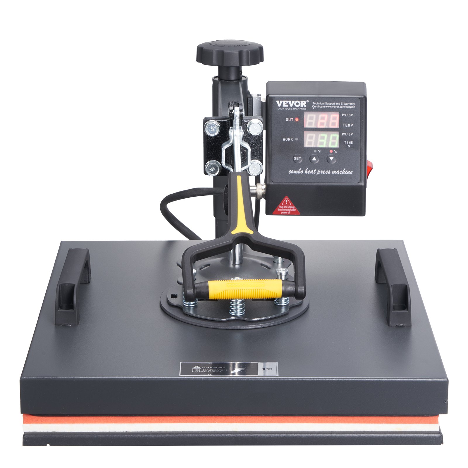 VEVOR Heat Press Machine, 15x15inch / 38x38cm, 2IN1 Clamshell Sublimation Transfer Printer with Teflon Coating, Digital Precise Heat Control, Powerpress for T-Shirts Hats Caps