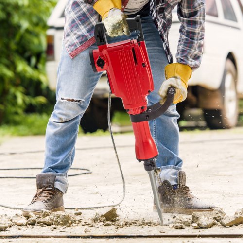 VEVOR Demolition Jack Hammer Jack Hammer Concrete Breaker 1200 BPM Heavy Duty Electric Jack Hammer 3 Chisel Bit W/Gloves & 360° Swiveling Front Handle for Trenching, Chipping, Breaking Holes