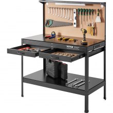 VEVOR Multifunctional Workbench 48x24" with Pegboard Worktable Power Outlets