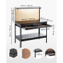 VEVOR Hardwood Workbench, 242.5 lbs Weight Capacity, 47.2-inch Heavy Duty Workbench with Pegboard, 4 AC Outlets & 2 USB Ports, 1.5m Cable & 30 Hooks, Garage Work Bench with Drawer for Workshop