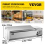 VEVOR Refrigerated Condiment Prep Station, 48-Inch, 10.8Qt Sandwich/Salad Prep Table with 2 1/3 Pans & 4 1/6 Pans, 150W Salad Bar with 304 Stainless Body and Cover Temp Adjuster One-Click Defrosting