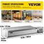 VEVOR Refrigerated Condiment Prep Station, 71-Inch, 19.8Qt Sandwich / Salad Prep Table with 5 1/3 Pans & 4 1/6 Pans, 150W Salad Bar with 304 Stainless Body and Cover Temp Adjuster One-Click Defrosting