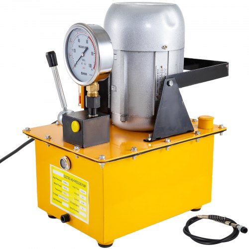 VEVOR 750W Electric Driven Hydraulic Pump Single Acting Manual Valve Control 10152 PSI, Electric Hydraulic Pump Power Pack 1 Stage Single Acting 220V 10K PSI 488in3 Cap