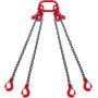 VEVOR Chain Sling, 6 mm x 150 cm Lifting Chains with Hooks, G80 Engine Chain Hoist Lifts, 3 Ton Lifting Sling Chains for Engine Hoist, Engine Lift Chain with 4 Leg Grab Hooks and Adjusters Heavy Duty