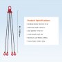 VEVOR Chain Sling, 6 mm x 150 cm Lifting Chains with Hooks, G80 Engine Chain Hoist Lifts, 3 Ton Lifting Sling Chains for Engine Hoist, Engine Lift Chain with 4 Leg Grab Hooks and Adjusters Heavy Duty