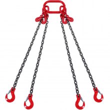 VEVOR 6 mm x 150 cm Chain Sling 4 Legs G80 Lifting Chain with Grab Hooks 2993 kg