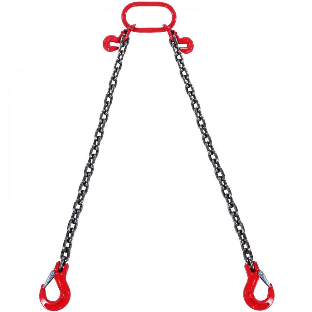 VEVOR Chain Sling, 8 mm x 180 cm Lifting Chains with Hooks, G80 Engine Chain Hoist Lifts, 3 Ton Lifting Sling Chains for Engine Hoist, Engine Lift Chain with 2 Leg Grab Hooks and Adjusters Heavy Duty