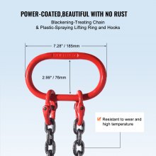 VEVOR 8 mm x 180 cm Chain Sling 2 Legs G80 Lifting Chain with Grab Hooks 2993 kg