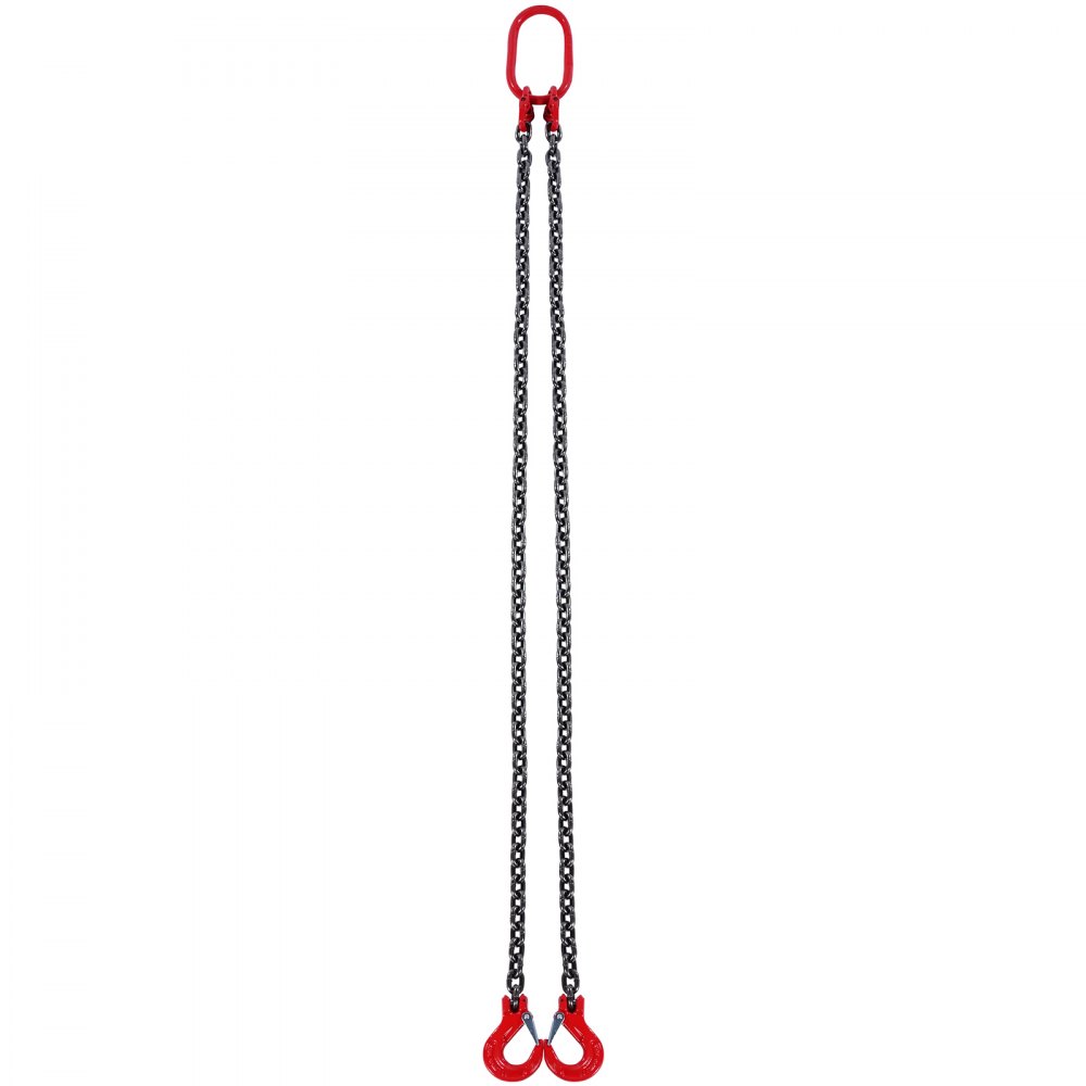 VEVOR Chain Sling, 8 mm x 150 cm Lifting Chains with Hooks, G80 Engine Chain Hoist Lifts, 3 Ton Capacity Lifting Sling Chains for Engine Hoist, Engine Lift Chain with 2 Leg Grab Hooks, Heavy Duty