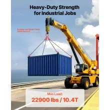 VEVOR Chain Sling, 3/8 in x 10 ft Lifting Chains with 4 Leg Grab Hooks, Heavy Duty G80 Alloy Steel Lifting Sling, 22900LBS Capacity, Adjustable Engine Chain Hoist Lifts for Cargo Security Towing