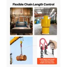 VEVOR Chain Sling, 5/16 in x 10 ft Lifting Chains with 2 Leg Grab Hooks, Heavy Duty G80 Alloy Steel Lifting Sling, 7000LBS Capacity, Adjustable Engine Chain Hoist Lifts for Cargo Security Towing