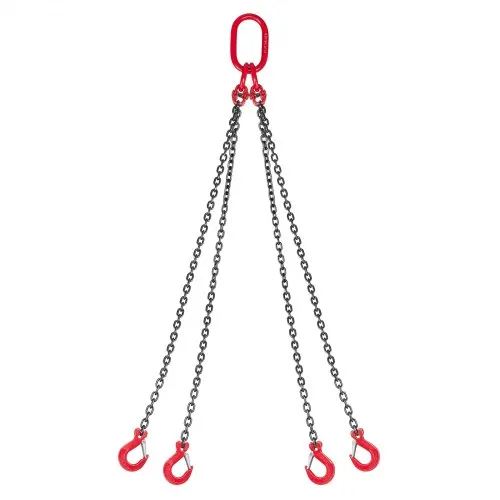 VEVOR Chain Sling, 1/4 in x 5 ft Lifting Chains with 4 Leg Grab Hooks, Heavy Duty G80 Alloy Steel Lifting Sling, 6600LBS Capacity, Adjustable Engine Chain Hoist Lifts for Cargo Security Towing