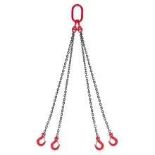 VEVOR Chain Sling, 1/4 in x 5 ft Lifting Chains with 4 Leg Grab Hooks, Heavy Duty G80 Alloy Steel Lifting Sling, 6600LBS Capacity, Adjustable Engine Chain Hoist Lifts for Cargo Security Towing
