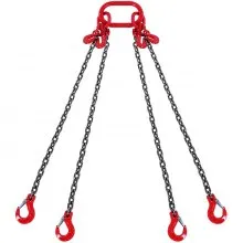 VEVOR Chain Sling, 3/8 inch x 10 ft Lifting Chains with Hooks, G80 Engine Chain Hoist Lifts, 18400 lbs/8 Ton Lifting Sling Chains for Engine Hoist, Engine Lift Chain with 4 Leg Grab Hooks & Adjusters
