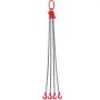 VEVOR chain sling with four legs and red hooks for heavy lifting and industrial use.