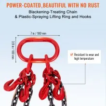 VEVOR 5/16" x 5' Chain Sling 4 Legs G80 Lifting Chain with Grab Hooks 11000 lbs