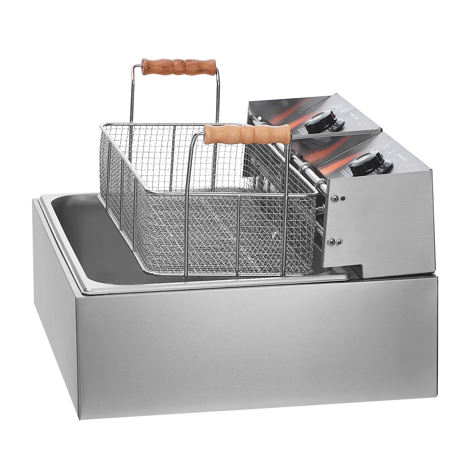 VEVOR Commercial Deep Fryer, 3000W Electric Turkey Fryer with 3 Removable Baskets, Large Capacity 18Qt / 17L Stainless Steel Countertop Single Oil Fryer, for Kitchen Restaurant Use, Silver