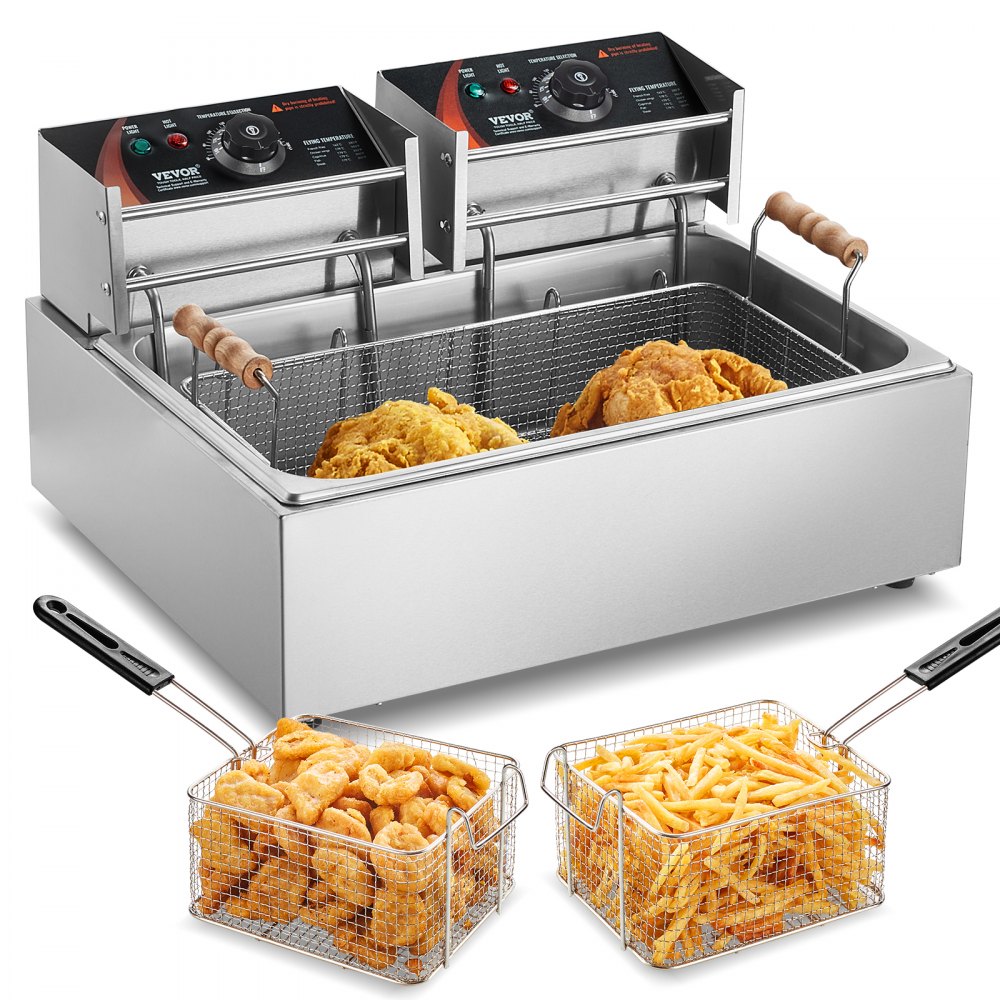 VEVOR Commercial Electric Deep Fryer 2500W 12L Stainless Steel Upgrade 200°C