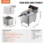 VEVOR Commercial Electric Deep Fryer Countertop Deep Fryer 1750W 12Qt / 11.5L