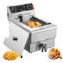 VEVOR Commercial Electric Deep Fryer 3000W 9L Stainless Steel Upgrade 200°C