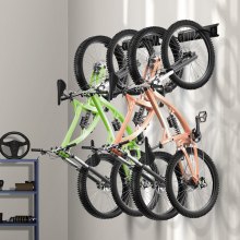 VEVOR Bike Storage Rack, 4 Bike Racks and 2 Helmets Hooks, Wall Mount Bike Storage Hanger, Home & Garage Organizer, Customizable for Various Bike Sizes, Adjustable Holder, Holds Up to 200 lbs, 32-inch