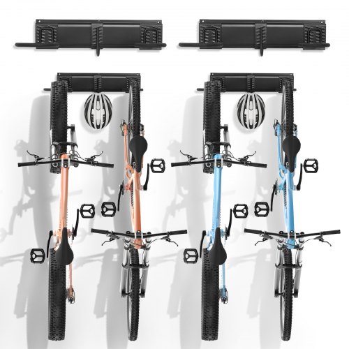 VEVOR Bike Storage Rack Wall Mount Garage Bike Holder for 4 Bicycles + 2 Helmets