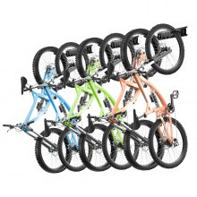 VEVOR Bike Storage Rack, 6 Bike Racks and 3 Helmets Hooks, Wall Mount Bike Storage Hanger, Home & Garage Organizer, Customizable for Various Bike Sizes, Adjustable Holder, Holds Up to 300 lbs, 51-inch