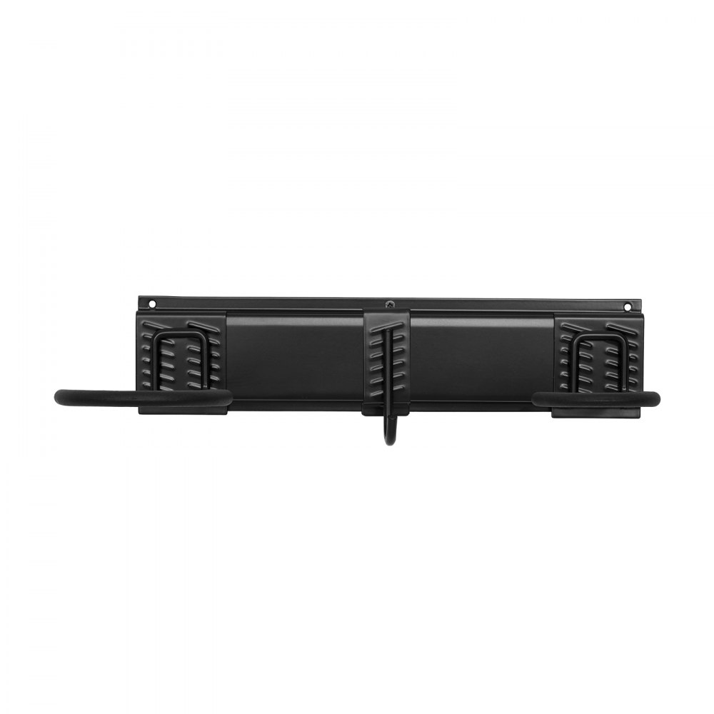 VEVOR bike storage rack, black wall-mounted, with dual hooks and textured grip handles.