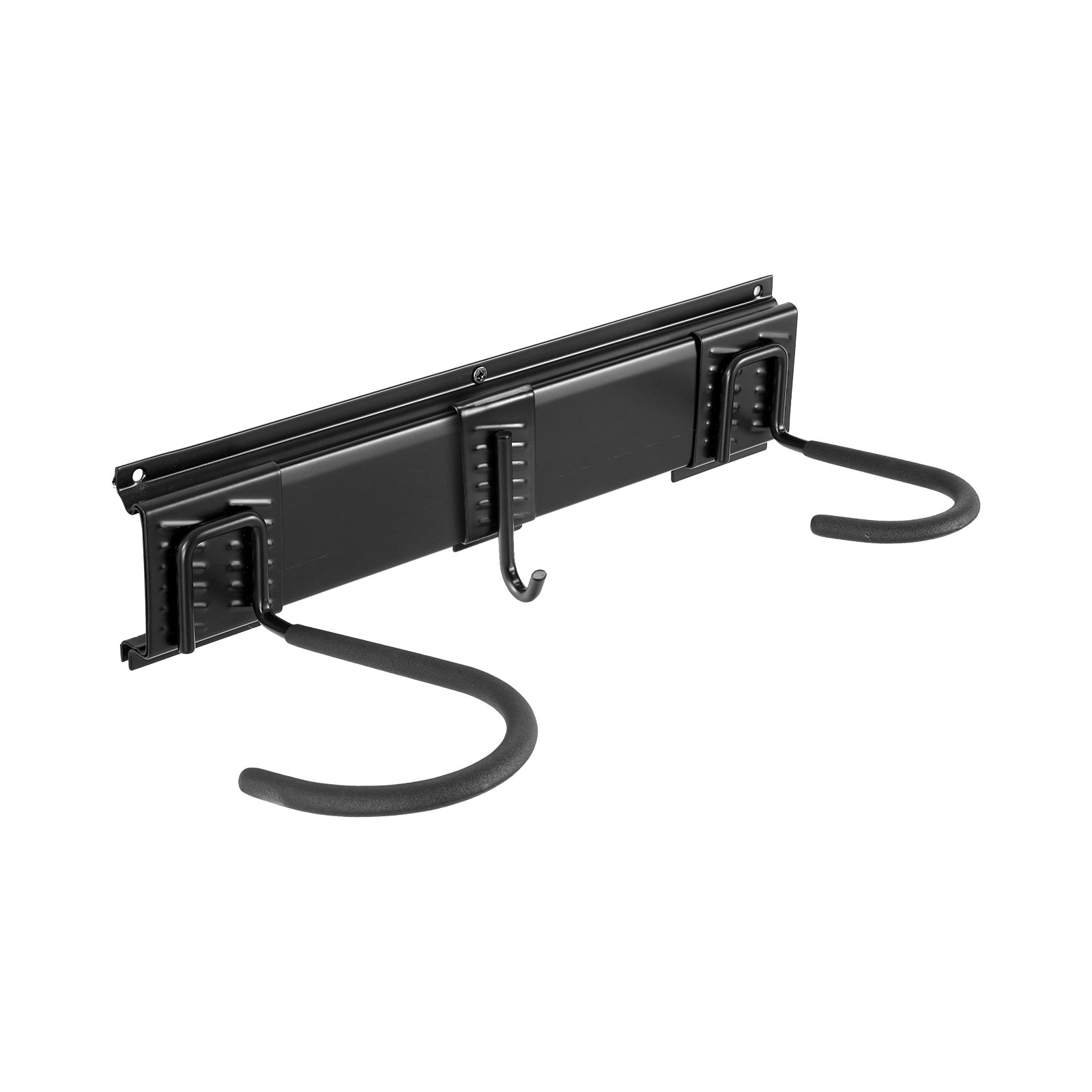 VEVOR bike storage rack with dual hooks and sturdy wall-mounted design in black.