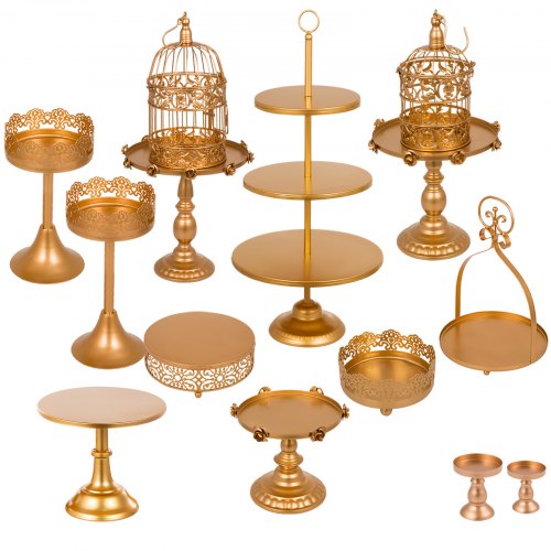 12 PCS Antique Metal Cake Stand Classical Round Cupcake Holder For Wedding Birthday Party