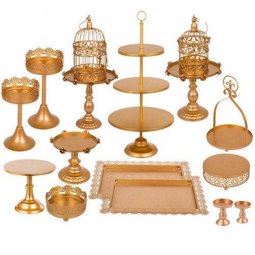 14 Pcs Antique Metal Cake Stand Classical Round Cupcake Holder For Wedding