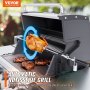 VEVOR grill rotisserie kit showcasing roasting chicken and grilled steaks on an outdoor automatic rotisserie grill.