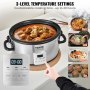 VEVOR Slow Cooker, 7QT 280W Electric Slow Cooker Pot with 3-Level Heat Settings, Digital Slow Cookers with Locking Lid, 20 Hours Max Timer, Ceramic Inner Pot for Commercial/Home Use