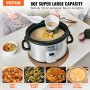 VEVOR Slow Cooker, 8QT 320W Electric Slow Cooker Pot with 3-Level Heat Settings, Digital Slow Cookers with 20 Hours Max Timer, Locking Lid, Ceramic Inner Pot for Home/Commercial Use