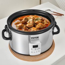 VEVOR Slow Cooker, 8QT 320W Electric Slow Cooker Pot with 3-Level Heat Settings, Digital Slow Cookers with 20 Hours Max Timer, Locking Lid, Ceramic Inner Pot for Home/Commercial Use
