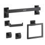 Juego de accesorios de baño VEVOR negro mate, 5 piezas, barra de toalla de acero inoxidable de 40 cm, toallero, 2 ganchos para toallas, soporte para papel higiénico, montaje en pared.