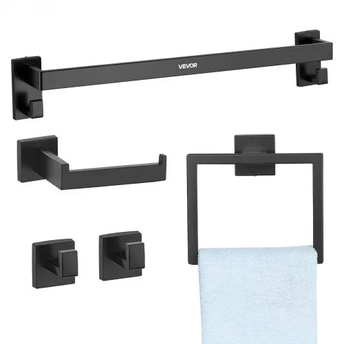 LIANTRAL Bathroom Hardware Set, 4-Piece Black Bath Accessories Kit with 18'' Towel Bar, Toilet LIANTRAL Bathroom Hardware Set, 4-Piece Black Bath Accessories Kit with 18'' Towel Bar, Toilet