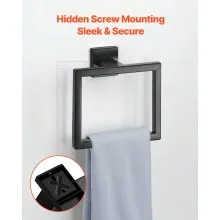 VEVOR Matte Black Bathroom Hardware Set, 5 Pieces Stainless Steel Bathroom Accessories Set, 24-inch Towel Bar, Towel Rack, 2 Robe Towel Hooks, Toilet Paper Holder, for Bath Room, Wall Mounted