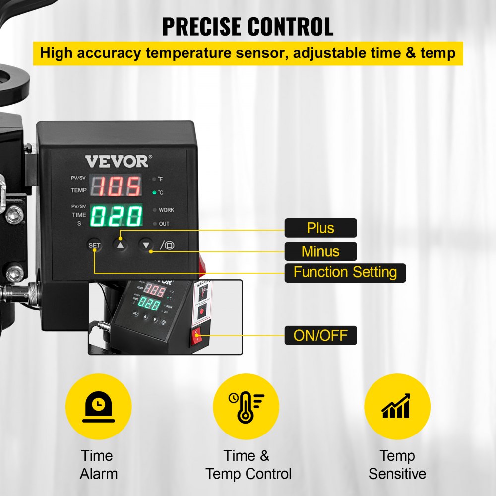 VEVOR 10x12 Heat Press Machine, Heat Press 2-in-1, 360 Degree Swing-Away Heat Press Digital Precise Heat Control, Multifunctional Heat Press Machine for T-Shirt Hat Cap