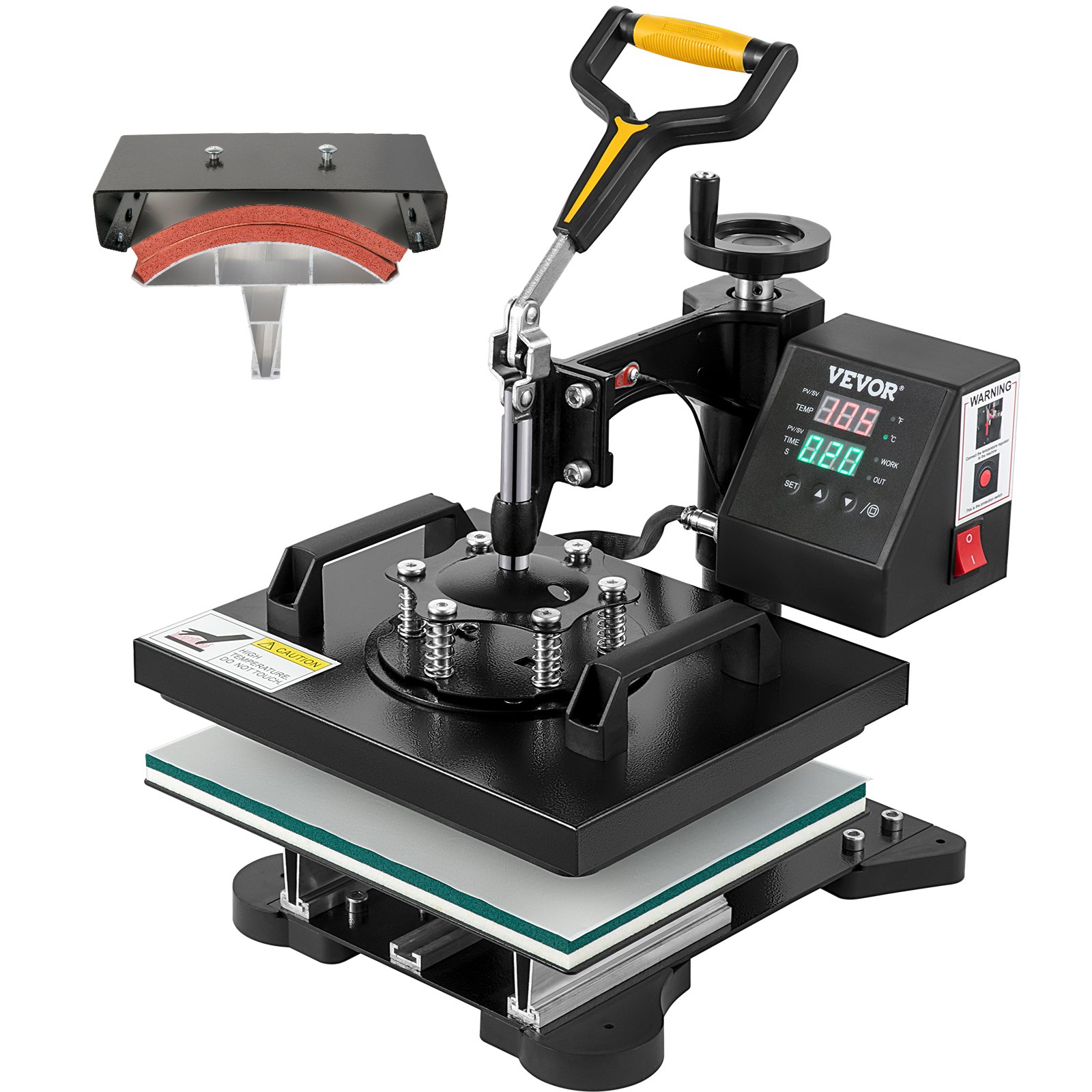 VEVOR 10x12 Heat Press Machine, Heat Press 2-in-1, 360 Degree Swing-Away Heat Press Digital Precise Heat Control, Multifunctional Heat Press Machine for T-Shirt Hat Cap