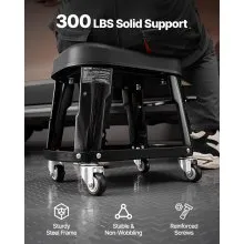 VEVOR Mechanic Stool Rolling Workshop Seat 300 lbs Load with Wheels & Tool Tray